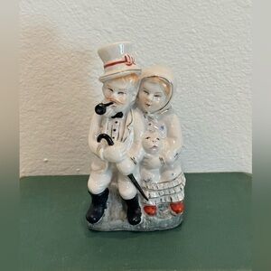 Vintage Porcelian Couple with Cat Figurine